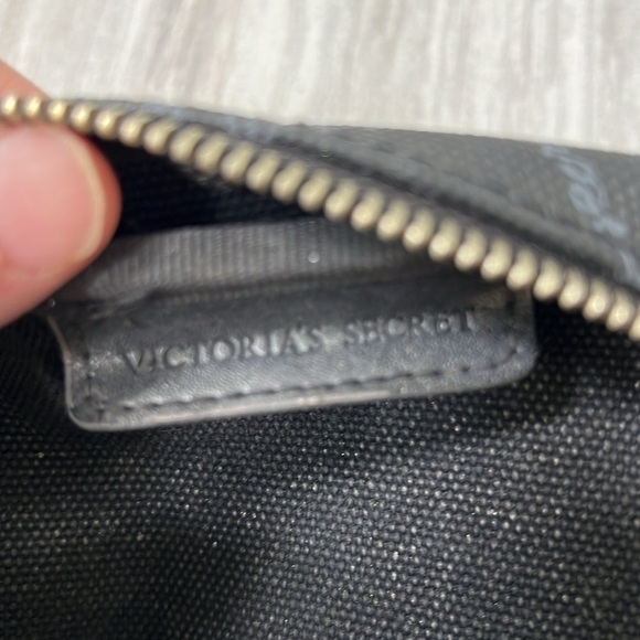 Black, pink, grey, & red canvas zippered makeup bag Victoria’s Secret - Picture 7 of 7